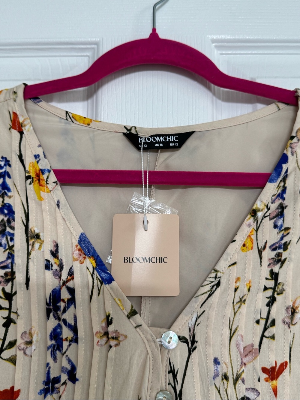 BloomChic Pretty Floral Cream Puff Sleeve pull Over Dress 12 - Picture 8 of 12